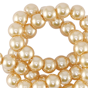 Perles en verre cir&eacute;es 8mm Cr&egrave;me