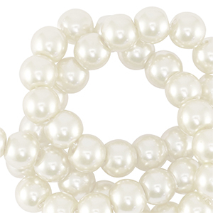 Perles en verre cir&eacute;es 8mm Blanc cass&eacute;