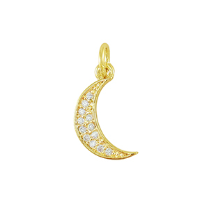M&eacute;tal TQ laiton breloques zirconium Lune Dor&eacute;