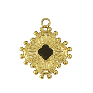 Breloques en acier Inox fleur Dor&eacute; /