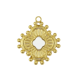 Breloques en acier Inox fleur Dor&eacute; /