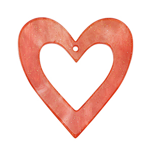 Pendentifs en r&eacute;sine c&oelig;ur Rouge corail