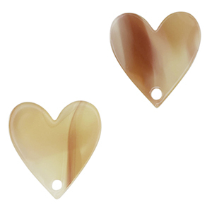 Pendentifs en r&eacute;sine c&oelig;ur Beige