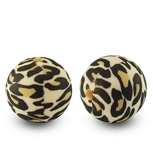 Perles en silicone 15mm l&eacute;opard Multicolore