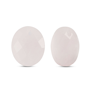 Breloque en pierre naturelle Quartz Rose ovale Rose clair