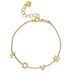 Bracelets en acier Inox ''LOVE'' Dor&eacute;