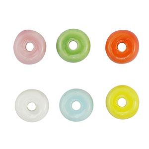 Perles en c&eacute;ramique rondelles Multicolore