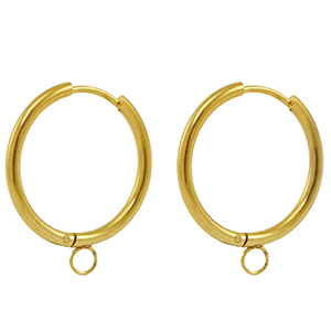 Boucles d'oreilles en acier Inox cr&eacute;oles 20mm Dor&eacute;