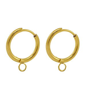 Boucles d'oreilles en acier Inox cr&eacute;oles 16mm  Dor&eacute;