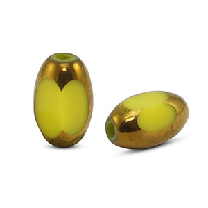 Perles en verre ovale &agrave; facettes Jaune-dor&eacute;