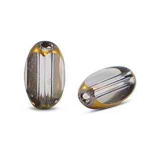 Perles en verre ovale &agrave; facettes Gris transparent-dor&eacute;