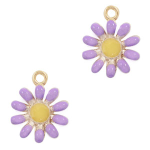 Breloques en m&eacute;tal Basic Quality fleur Dor&eacute;-violet