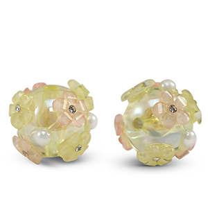 Perles acryliques fleur Jaune-rose