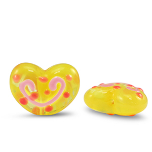 Perles acryliques coeur Jaune-rose