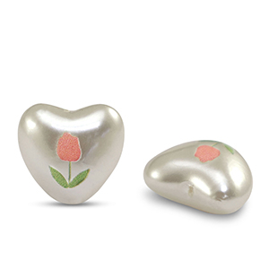 Perles acryliques coeur Perle-blanc