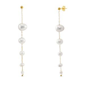 Boucles d'oreilles / puces en acier Inox perles Dor&eacute;