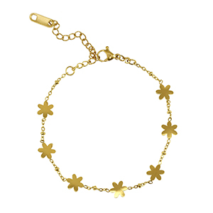 Bracelets en acier Inox fleur Dor&eacute;