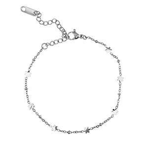 Bracelets en acier Inox fleur Argent&eacute;
