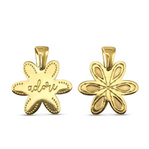 Breloques en acier Inox fleur Dor&eacute;