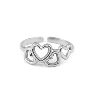 Bagues en acier Inox coeur Argent&eacute;