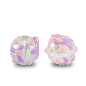 Perles acryliques points Transparent violet-rose