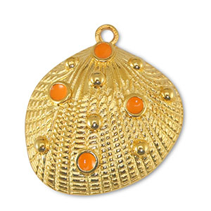 Breloques en m&eacute;tal DQ coquille Orange-Dor&eacute; (sans nickel)