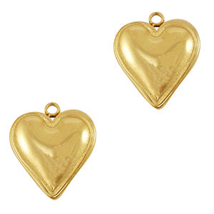 Breloques en acier Inox coeur Dor&eacute;
