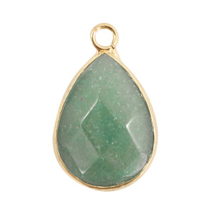 Pierres naturelles pendentifs goutte Vert clair-dor&eacute;