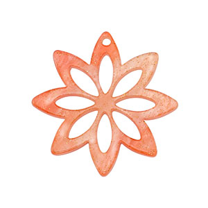 Pendentifs en r&eacute;sine fleur Rouge corail