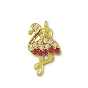 M&eacute;tal TQ laiton breloques flamant Dor&eacute;-rose
