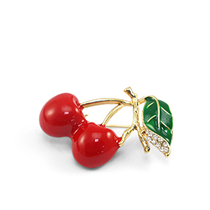 Broches cerises Rouge-vert-dor&eacute;