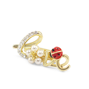 Broches "love" Rouge-blanc-dor&eacute;