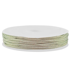 Fil macram&eacute; tress&eacute; 0,8mm Argent&eacute;-rose m&eacute;tallique