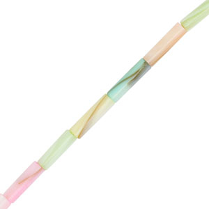 Perles coquillage tube Multicolore pastel