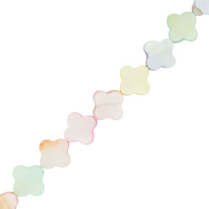 Perles coquillage tr&egrave;fle Multicolore pastel