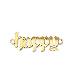 Breloques en acier Inox connecteur ''happy'' Dor&eacute;