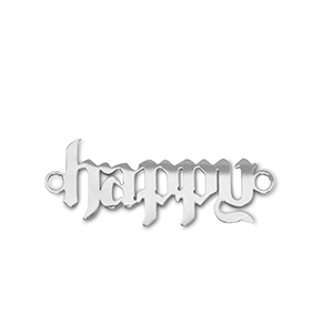 Breloques en acier Inox connecteur ''happy'' Argent&eacute;