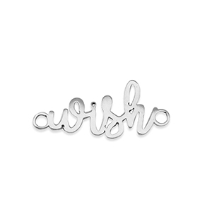 Breloques en acier Inox connecteur ''wish'' Argent&eacute;