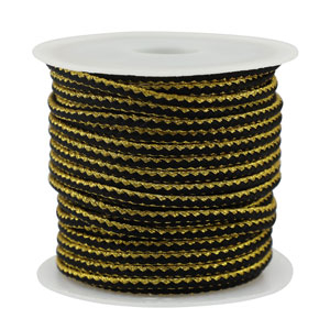 Cordon tress&eacute; tendance 2.3mm Noir-dor&eacute;