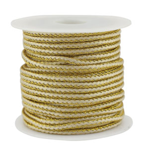 Cordon tress&eacute; tendance 2.3mm Blanc cass&eacute;-dor&eacute;