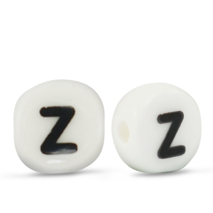 Perles lettres en c&eacute;ramique Z Blanc-noir