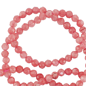 Pierres naturelles 3mm facett&eacute;es Rouge corail vif