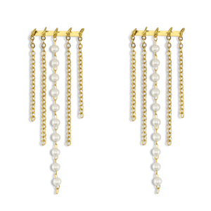 Boucles d'oreilles / puces en acier Inox avec imitations perles Dor&eacute;