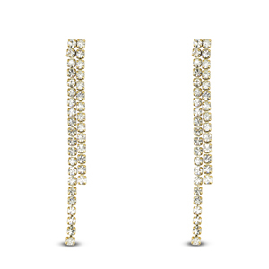 Boucles d'oreilles / puces en acier Inox avec strass irr&eacute;guliers Dor&eacute;