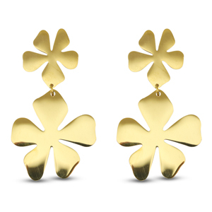 Boucles d'oreilles / puces en acier Inox fleur Dor&eacute;