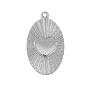 Breloques en acier Inox coeur Argent&eacute;