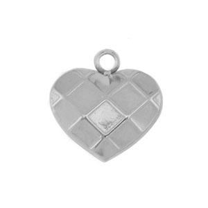 Breloques en acier Inox coeur Argent&eacute;
