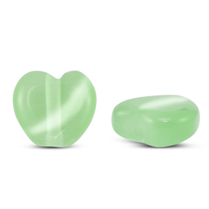 Perles en verre Oeil de chat coeur Vert clair
