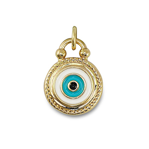 M&eacute;tal TQ laiton breloques oeil porte-bonheur Dor&eacute;-bleu &eacute;meraude