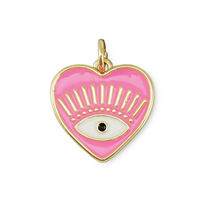 M&eacute;tal TQ laiton breloques coeur Oeil porte-bonheur Dor&eacute;-rose-blanc